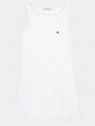 Calvin Klein Jeans Sukienka codzienna Badge IG0IG02498 Biały Regular Fit. Białe spodnie dziewczęce Calvin Klein Jeans, z bawełny. Za 129.99 zł.