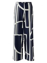 Miss Lagotte Spodnie w kolorze granatowo-białym rozmiar: 42. Niebieskie spodnie materiałowe damskie Miss Lagotte, bez wzorów, z materiału, z podwyższonym stanem. Za 126.99 zł.