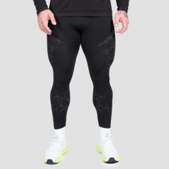 Legginsy męskie fitness bezszwowe slim czarne Static. Czarne spodnie sportowe męskie GYMBEAM, z elastanu. Za 130.90 zł.