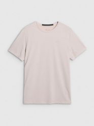 4F Koszulka treningowa regular szybkoschnąca męska - beżowa L. Brązowe t-shirty sportowe męskie 4f, l, z dzianiny, bez ramiączek, na fitness i siłownię. W wyprzedaży za 99.99 zł.