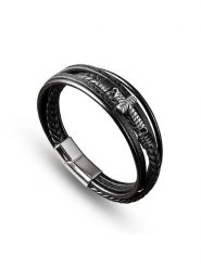 Uomo Skórzana bransoletka z elementem ozdobnym rozmiar: onesize. Czarne biżuteria dla mężczyzn Uomo, srebrne. Za 130.50 zł.