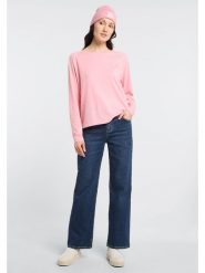 ELBSAND Koszulka "Tira" w kolorze jasnoróżowym rozmiar: XL. Różowe bluzki damskie ELBSAND, xl, bez wzorów, z bawełny, bez kołnierzyka, bez ramiączek. Za 82.99 zł.