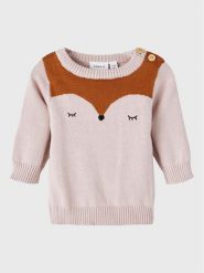 NAME IT Sweter 13207072 Różowy Regular Fit. Czerwone swetry dziewczęce Name it, bez wzorów, z bawełny, bez kołnierzyka. Za 109.99 zł.