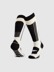 4F Skarpety narciarskie z wełną merino uniseks - białe 43-46. Białe skarpetki męskie 4f, bez wzorów, prążkowane. Za 99.99 zł.