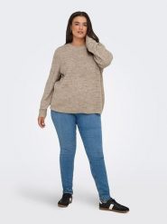 ONLY Sweter w kolorze szarobrązowym rozmiar: XL-54. Brązowe swetry klasyczne damskie Only, xl, ze splotem, bez kołnierzyka. Za 83.42 zł.