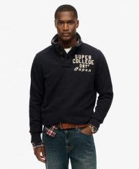 Superdry Vintage Athletic sweter z półrozpięciem. Niebieskie swetry męskie Superdry., m, z aplikacjami, z bawełny, bez kołnierzyka. Za 387.20 zł.