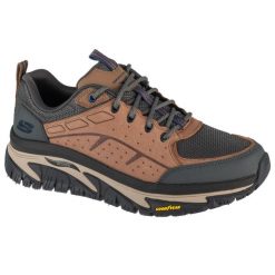 Buty sportowe Sneakersy męskie, Arch Fit Road Walker. Brązowe buty sportowe na co dzień męskie Skechers, z materiału, bez zapięcia, trekkingowe. Za 442.00 zł.
