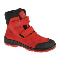 Buty 4F Trek HJZ21-JOBMW250-62S czerwone. Czerwone buty sportowe chłopięce z gumy, bez zapięcia. Za 388.82 zł.