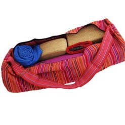 Bawełniana torba na matę do jogi w paski. Czerwone torebki klasyczne damskie YOGI & YOGINI, bez wzorów, z bawełny, bez dodatków. Za 139.99 zł.