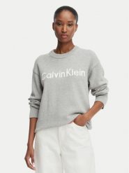 Calvin Klein Jeans Sweter LV044G313G Szary jasny Regular Fit. Szare swetry klasyczne damskie Calvin Klein Jeans, xs, z bawełny, bez kołnierzyka. Za 529.99 zł.
