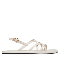 Sandały Tommy Hilfiger. Białe sandały damskie Tommy Hilfiger, bez wzorów, bez obcasa, na płaskiej podeszwie. Za 449.99 zł.
