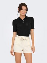 JDY Koszulka polo w kolorze czarnym rozmiar: XS. Czarne bluzki damskie JDY, xs, bez wzorów, z bawełny, bez kołnierzyka, bez ramiączek. Za 41.69 zł.