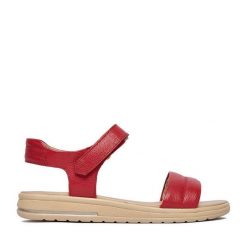 Sandały Lasocki. Czerwone sandały damskie Lasocki, bez wzorów, bez obcasa, na płaskiej podeszwie. Za 159.99 zł.