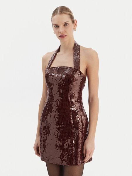 Bardot Sukienka koktajlowa Nevelle 59857DB2 Bordowy Slim Fit. Czerwone sukienki damskie BARDOT, bez wzorów, z syntetyku, wizytowe, bez kołnierzyka, bez ramiączek. Za 669.99 zł.