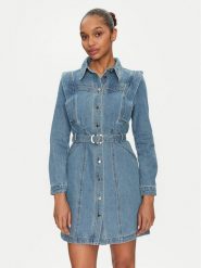 Morgan Sukienka jeansowa 251-RICOLI Szary Regular Fit. Szare sukienki damskie Morgan, bez wzorów, z bawełny, bez kołnierzyka, bez ramiączek. Za 269.99 zł.