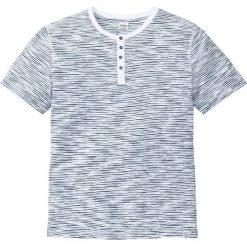 T-shirt z dekoltem "henley" bonprix niebieski w paski. Niebieskie t-shirty męskie bonprix, m, bez wzorów, bez kołnierzyka. Za 54.99 zł.