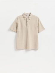 Koszulka polo boxy - jasnoszary. Szare koszulki polo męskie Reserved, l, bez wzorów, z bawełny, bez ramiączek. Za 119.99 zł.