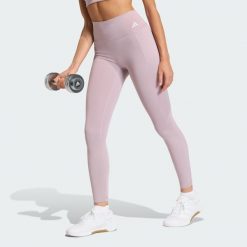 Legginsy treningowe Optime Workout Full Length. Czerwone legginsy damskie Adidas, bez wzorów, ze skóry, na fitness i siłownię. Za 259.00 zł.