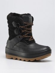 Kamik Skórzane kozaki zimowe "Celestem" w kolorze czarnym rozmiar: 40. Czarne kozaki damskie Kamik, z materiału, z okrągłym noskiem, bez obcasa. Za 217.02 zł.