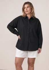 Czarna Bawełniana Koszula o Kroju Oversize Nororena. Czarne koszule damskie Born2be, l, bez wzorów, z bawełny, eleganckie, bez kołnierzyka, bez ramiączek. Za 89.99 zł.