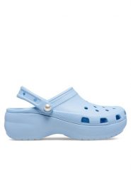 Crocs Klapki Classic Platform Pearl Clog 211231 Niebieski. Niebieskie klapki damskie Crocs, bez wzorów, z tworzywa sztucznego, bez obcasa. Za 289.00 zł.