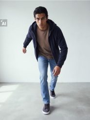 Ocieplana bluza polarowa z kapturem - niebieski. Niebieskie bluzy z kapturem męskie Sinsay, l, z polaru. Za 99.99 zł.