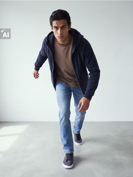 Ocieplana bluza polarowa z kapturem - niebieski. Niebieskie bluzy sportowe męskie Sinsay, bez wzorów, z polaru, sportowe, bez kołnierzyka, bez ramiączek. Za 99.99 zł.