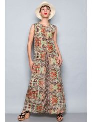 H.H.G. Sukienka w kolorze zielono-czerwono-beżowym rozmiar: S. Zielone sukienki damskie H.H.G., s, bez wzorów, bez kołnierzyka, bez ramiączek, maxi. Za 74.46 zł.