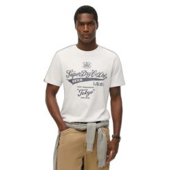 Sprany T-shirt Superdry. Białe t-shirty męskie Superdry., m, bez wzorów, bez kołnierzyka. Za 135.70 zł.
