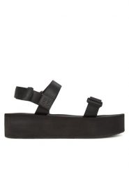HUGO Sandały Zaralyn 50542082 Czarny. Czarne sandały damskie Hugo, bez wzorów, z materiału, bez obcasa, na koturnie. Za 449.99 zł.