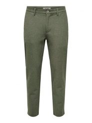 ONLY & SONS Spodnie chino "Mark" - Slim fit - w kolorze khaki rozmiar: W32/L32. Brązowe spodnie materiałowe męskie Only & Sons, bez wzorów. Za 145.26 zł.