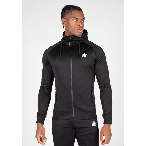 Bluza fitness męska Gorilla Wear Sullivan Track Jacket. Czarne bluzy bez kaptura męskie GORILLA WEAR, bez wzorów, sportowe, bez kołnierzyka, bez ramiączek. Za 309.00 zł.