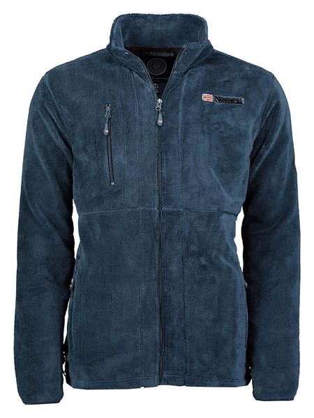 Geographical Norway Kurtka polarowa "Upload" w kolorze granatowym rozmiar: L. Niebieskie kurtki męskie Geographical Norway, l, z aplikacjami, z polaru, bez kaptura. Za 104.39 zł.