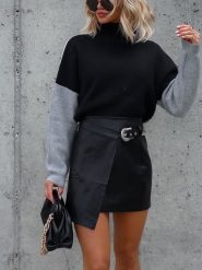 LA Angels Sweter w kolorze czarno-szarym rozmiar: XL. Czarne golfy damskie LA Angels, xl, bez wzorów, z wełny, bez ramiączek. Za 114.44 zł.