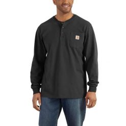 Koszulka bawełniana męska z długim rękawem Carhartt Pocket Henley L/S. Czarne koszulki męskie z długim rękawem Carhartt, l, z bawełny. Za 154.00 zł.