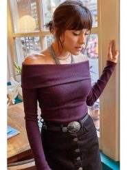 Happiness Istanbul Sweter w kolorze fioletowym rozmiar: onesize. Różowe swetry klasyczne damskie Happiness Istanbul, z bawełny, bez kołnierzyka. Za 39.99 zł.