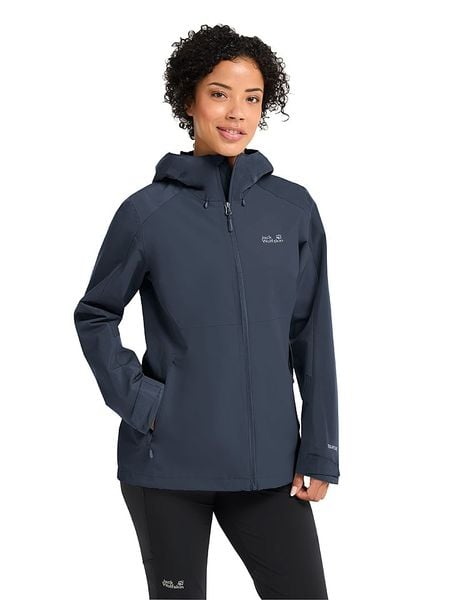 Jack Wolfskin Kurtka przeciwdeszczowa "Wildbound" w kolorze granatowym rozmiar: XXL. Niebieskie kurtki przeciwdeszczowe damskie Jack Wolfskin, m, bez kaptura. Za 389.08 zł.