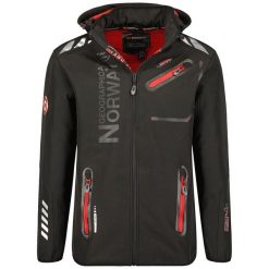 Geographical Norway Softshell ROYAUTE DB BLACK RED MEN 068 (WY2000H/GN/Black. Czarne kurtki softshell damskie Geographical Norway, bez wzorów, z softshellu, bez kaptura. Za 229.00 zł.