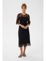 Kaffe Sukienka w kolorze czarnym rozmiar: 36. Czarne sukienki damskie Kaffe, bez wzorów, z koronki, bez kołnierzyka, bez ramiączek, midi. Za 130.99 zł.