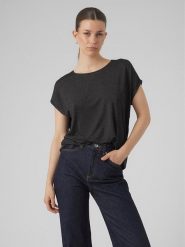 Vero Moda Bluzka w kolorze czarnym rozmiar: XS. Czarne bluzki damskie Vero Moda, s, bez wzorów, z wiskozy, klasyczne, bez kołnierzyka, bez ramiączek. Za 48.28 zł.