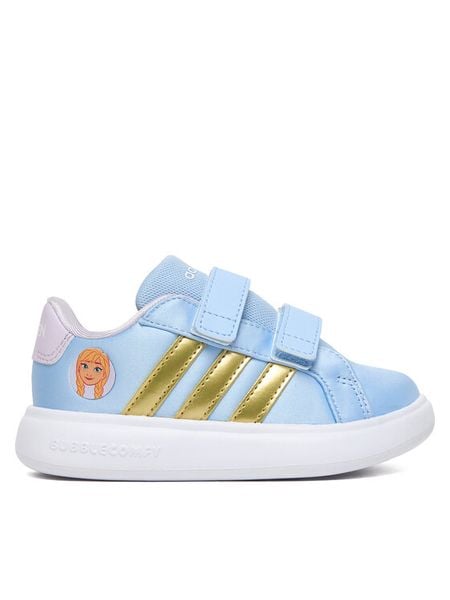 Adidas Sneakersy Disney Frozen Grand Court 3.0 JQ4355 Błękitny. Niebieskie buty sportowe dziewczęce Adidas, bez wzorów, z materiału, bez zapięcia. Za 169.99 zł.