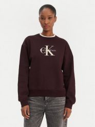 Calvin Klein Jeans Bluza Monologo LV047B234G Brązowy Regular Fit. Brązowe bluzy bez kaptura damskie Calvin Klein Jeans, s, z bawełny. Za 309.99 zł.