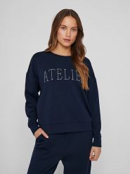 Vila Bluza "Atelier" w kolorze granatowym rozmiar: M. Niebieskie bluzy bez kaptura damskie Vila, m. Za 79.03 zł.