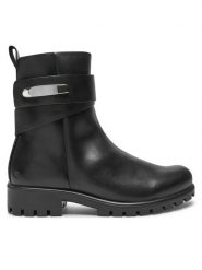 ECCO Botki Modtray W 49019301001 Czarny. Czarne botki damskie ECCO, ze skóry, bez obcasa, na płaskiej podeszwie, bez zapięcia. Za 699.99 zł.