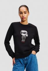 KARL LAGERFELD Czarna damska bluza Ikon Sketch. Czarne bluzy bez kaptura damskie Karl Lagerfeld, s. W wyprzedaży za 699.99 zł.