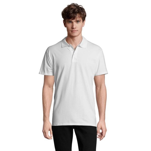 Męska Koszulka Polo Spring II. Białe koszulki polo męskie SOL'S, m, bez wzorów, z bawełny, bez ramiączek. Za 145.99 zł.