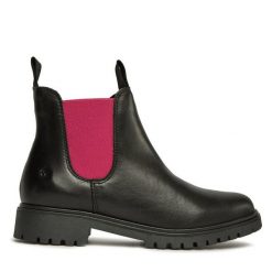 Sztyblety Tamaris. Czarne botki damskie Tamaris, bez obcasa, na płaskiej podeszwie, bez zapięcia. Za 359.99 zł.