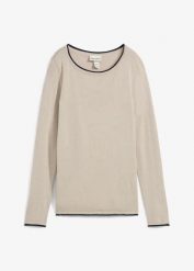 Sweter z cienkiej dzianiny z mieszanki bawełny. Niebieskie swetry klasyczne damskie bonprix, z bawełny, bez kołnierzyka. Za 97.99 zł.