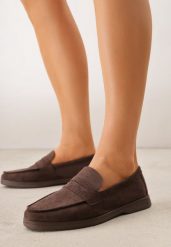 Ciemnobrązowe Klasyczne Mokasyny VICES z Imitacji Zamszu ze Skórzaną Wkładką Haliris. Brązowe mokasyny damskie Born2be, z jeansu. Za 89.99 zł.