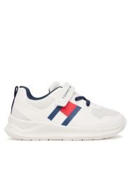 Tommy Hilfiger Sneakersy Flag Low Cut Lace-Up/Velcro T1X9-34369-1843 M Biały. Białe buty sportowe chłopięce Tommy Hilfiger, ze skóry, bez zapięcia. Za 319.99 zł.